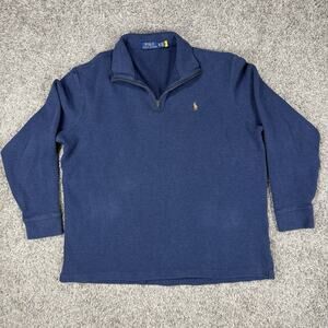 Polo Ralph Lauren Men’s Estate-Rib Quarter-Zip Navy Pullover Sweater XL